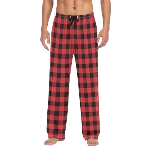 Pantalon de pyjama coupe droite à carreaux homme bas de détente avec poches