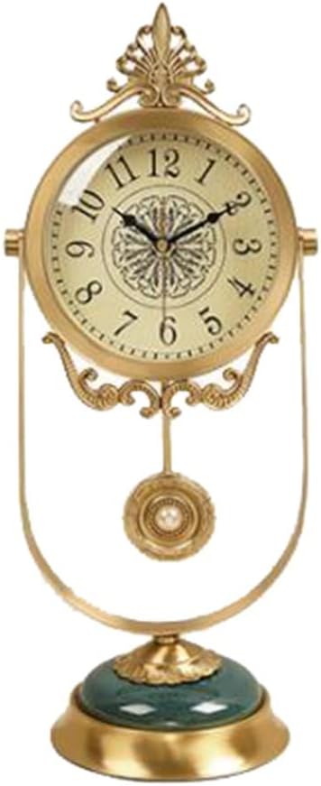 European-Style Pure Brass Desk Clock Modern Entrance Living Room Bedroom Home Decoration Table Clocks Villa Orments (Color : A Size : 20.5 * 50.5cm)