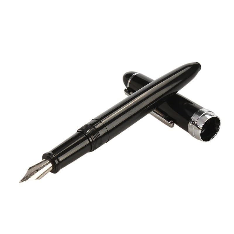 Joli stylo plume de couleur transparente avec pointe F de 0,5 mm pour l'écriture, les fournitures scolaires (noir)