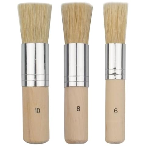COCODE Wooden Stencil Brush (Set of 3), Natural Bristle Brushes Perfect for Acrylic Painting, Oil Painting, Watercolor Painting, Stencil Project, Card Making and DIY Art Crafts Cover