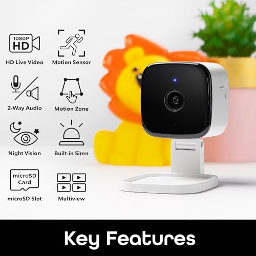 Geeni Peek Smart Indoor Security Camera 1080p HD, Motion Alerts, 2 Way Audio, Night Vision, Compatible with Alexa & Google Home, White - Thumbnail 2