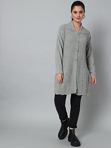 Image of eKools Women Wool Blend Banded Collar Cardigan