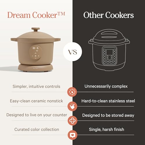 Image of Our Place Dream Cooker | 6 Qt Ceramic Nonstick Multicooker & Pressure Cooker with Touchscreen Controls & Auto Steam Release | 4 Modes: Pressure Cook, Saute /Sear, Slow Cook & Warm | Char