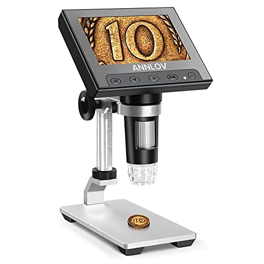 LCD Digital Microscope,ANNLOV 4.3 inch Handheld USB Microscope 50X-1000X Magnification Coin Microscope Video Camera with 8 Adjustable LED Lights for Adults PCB Soldering Kids Outside Use