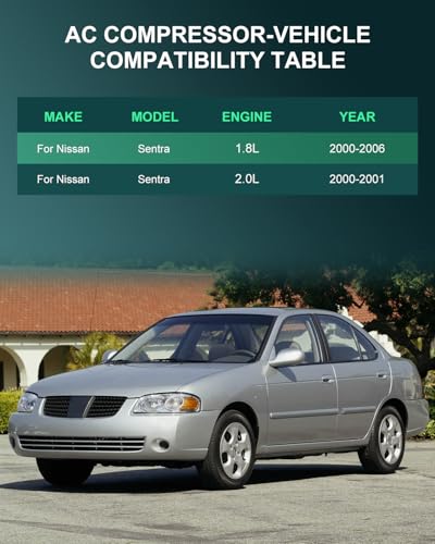 Image of SCITOO AC Compressor fit for Nissan for Sentra 1.6L 2000 | Fast Cooling, Ultra Low Noise (≤72 dB)Air Conditioner Compressor with Clutch, Easy Installation, 926004Z000 926004Z001