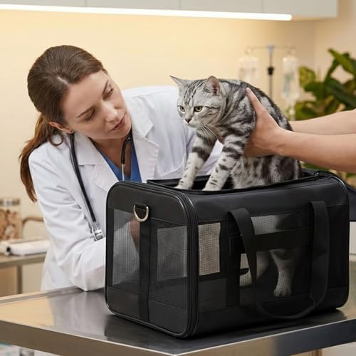 Cat Carrier Airline Approved — top-down angle highlighting key features