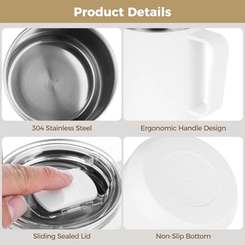 DORMIYA 6 Pcs Sublimation Coffee Mug Blanks with Handle and Lid, 15 oz Stainless Steel Coffee Mugs for Hot Cold Drinks, Double-Walled Tumblers, Includes Straws and Brushes by DORMIYA - Used condition - Image 4