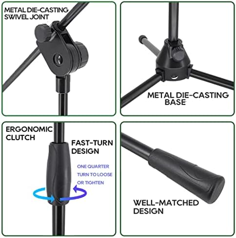 Tlingt Support Metal Tripod Microphone Mic Boom Stand for Stage, Studio, Recording, Home Theater, Black