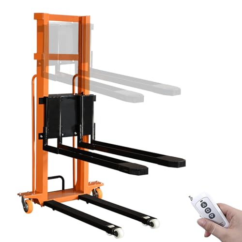 Electric Pallet Stacker Electric Forklift Capable of Boarding Trucks Pallet Lift 1300lbs Capacity 63' Lifting Height Material Lift with Fixed Legs