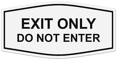 Signs ByLITA Fancy Exit Only Do Not Enter Sign | Legible Lettering | Easy No-Tool Installation | Powerful Foam Tape (White) - Small