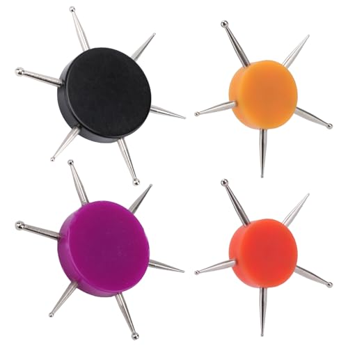 4 Pack Nail Dotting Tool, 6 In 1 Circular Nail Art Dotting Pen Manicure Dotting Disc, Painting Nail Polish Carving Tools Salon Decoration Manicure Tools for Embossing Pattern Clay Sculpting (4 Colors)