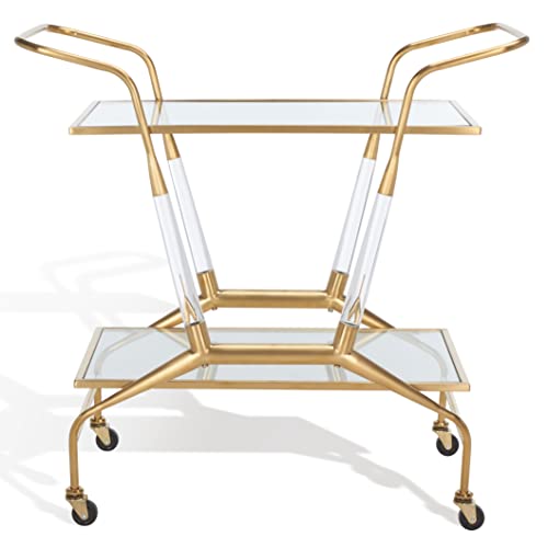 Safavieh Couture Collection Sherise Acrylic Kitchen Wheels Bar Cart, Clear/Gold #TOP2
