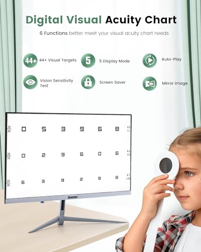 Image of Huanyu Visual Acuity Chart Digital 23inch LCD Electronic Optical Eye Charts with 44+ Visual Targets Frame-Less Full Screen Visual Acuity Chart Digital with Remote 21.5inch Bundle