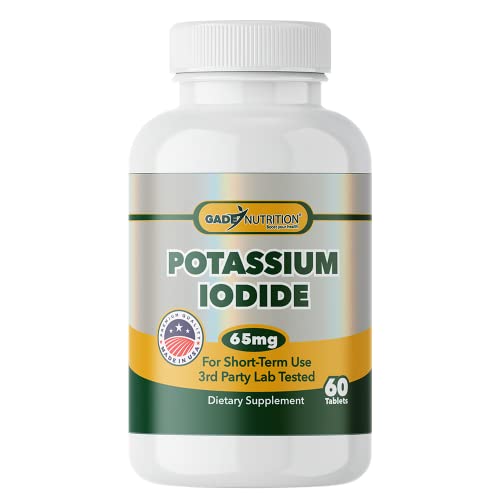 Potassium Iodide 65 Mg Per Serving - Dietary Supplement, Thyroid Support - 2 Months Supply - Non -Gmo - Made In The Usa - Exp Date 03/2029 #TOP17