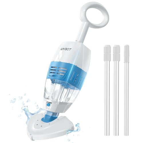 (2025 New) WYBOT Hyson 100P Handheld Pool Vacuum with Telescopic Alum Pole, Rechargeable Handheld Vacuum Cleaner, Replaceable Chassis, 60-Mins, Mesh Iron Filter, Ideal for Above & Inground Pools, Spas