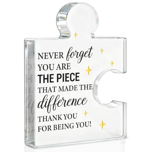 Thank You Appreciation Gifts for Women Men, Gifts for Coworker Employee Boss Leader Teacher Nurse, Never Forget You Are the Piece That Made the Difference Acrylic Puzzle Piece Plaque Office Home Decor