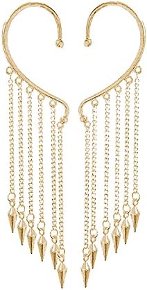 CSIYANJRY99 Gold Long Tassel Ear Cuff Chain Earings,Punk Retro Ear Crawler Earrings,Hip Hop Ear Wrap Droping Earrings for Girls Gifts (A-G (Bullets))