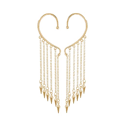 Csiyanjry99 Gold Long Tassel Ear Cuff Chain Earings,Punk Retro Ear Crawler Earrings,Hip Hop Ear Wrap Droping Earrings For Girls Gifts (A-G (Bullets)) #TOP1