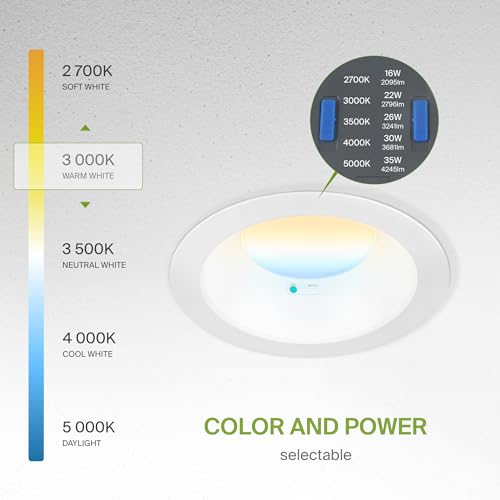 ASD Commercial LED Downlight 8 Inch with Emergency Battery Backup 15W, Power Adjustable Downlights 16/22/26/30/35W, Canless Recessed Lighting 120-277V, 5 CCT 2700K-5000K, Dimmable, IC Rated, White ETL by ASD - Used condition - Image 5