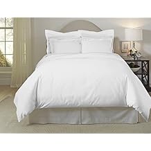 Pointehaven 620 Thread Count Cotton Oversized Solid Duvet Set - 3 Piece Bedding with Button Closure 100% Long Staple Cotton Duvet with Tie-Backs All Season King/Cal King White