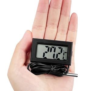 Gvolatee 5 Piezas Termómetro Acuario, Negro Termometro Nevera Frigorifico, Sensor de Temperatura, Mini Termómetro Digital LCD con Sonda Externa Impermeable para Refrigerador Congelador Acuario