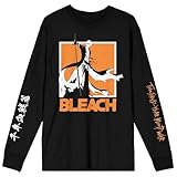Bioworld Bleach 1000 Year Blood War Ichigo Crew Neck Long Sleeve Black Adult Tee -Large