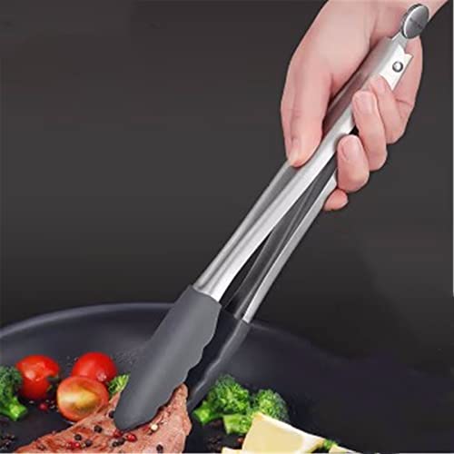 Pinzas de cocina de acero inoxidable, pinzas de silicona resistentes para cocinar a la parrilla, barbacoa y servir, ideales para filetes, verduras y mucho más