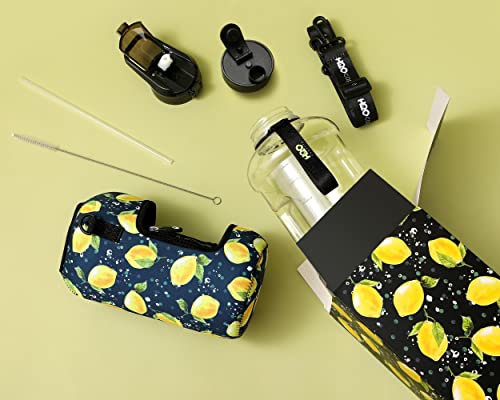 H2O Capsule 2.2L Half Gallon Water Bottle with Storage Sleeve and Covered Straw Lid – BPA Free Large Reusable Drink Container with Handle - Big Sports Jug, 2.2 Liter (74 Ounce) Lemon Tree - Thumbnail 5