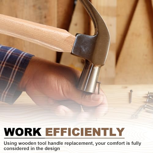 RattanView 2 Pcs Hammer Handles Replacement 18 Inches Long Wood Curved Replacement Handle with 2 Wooden and 4 Iron Wedges for Sledge Axe Tool
