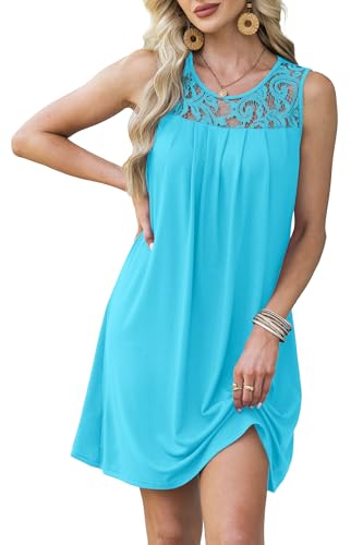 Image of BKRIVE Womens Lightweight Sleeveless Summer Dresses | Lace Yoke Neckline, Figure-Flattering for All Shapes - Ideal Beach Cover-Up & Hot-Weather Travel Essential