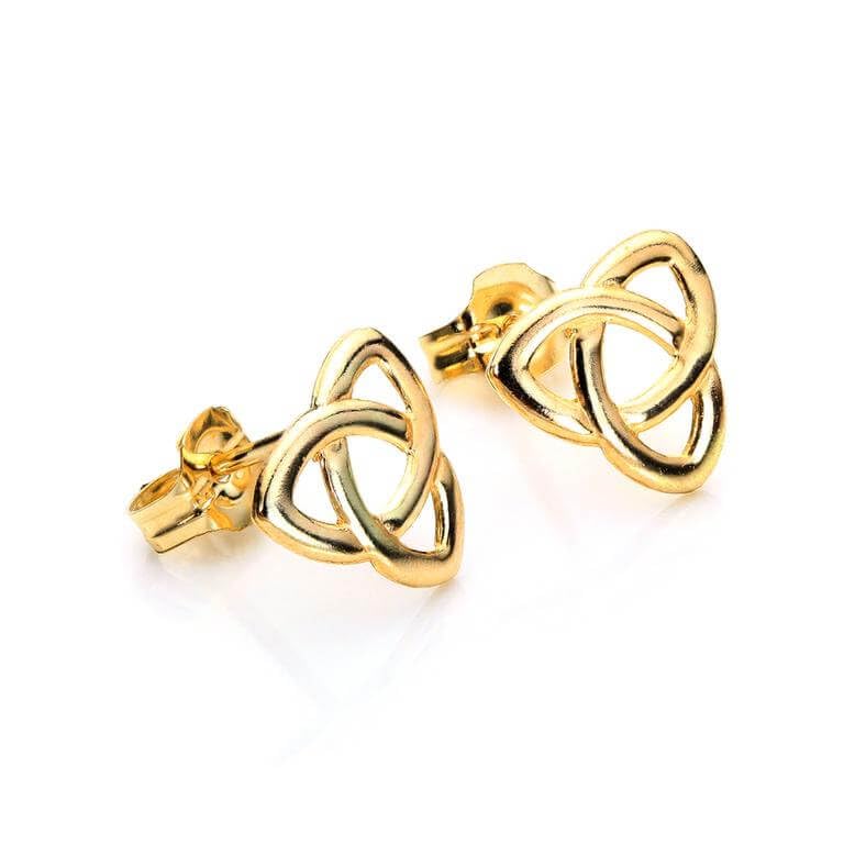 Boucles d'oreilles nœuds celtiques en or jaune 9 carats pour femme en quête de modernité