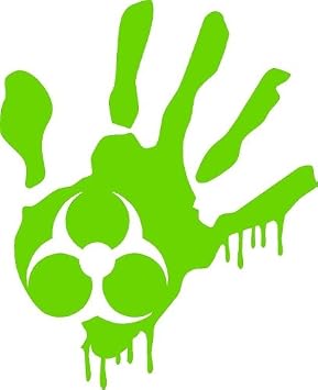ProSticker 1267 One 4" Zombie Series Green Blood Hand Biohazard Decal Sticker