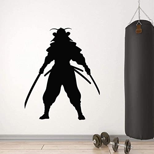 Wall Stickers Murals Decals 42X51 Cm Japanese Warrior Samurai Fight Katana Silhouette Window Vinyl Teens Bedroom Gym Mural #TOP29