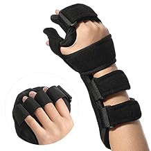 Fanwer Stroke Resting Hand Splint - Night Immobilizer Wrist Finger Brace for Flexion Contractures, Functional 5 Finger Stabilizer Wrap - for Muscle Atrophy Rehab, Arthritis, Tendonitis Right, Large