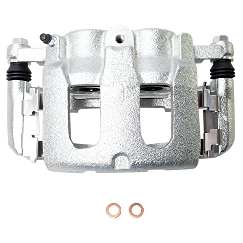 Image of TRQ Front Driver and Passenger Side Brake Caliper Set Caliper Brackets Hardware Compatible with 13-18 Ford Explorer Standard Duty Brakes 13-18 Flex Standard Duty Brakes 12-18 Taurus SE SEL Limited