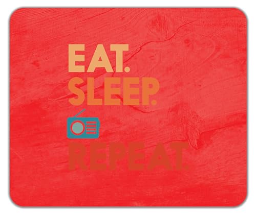 Shopagift Eat Sleep Radio Mouse Mat Pad Broadcasting Broadcast Station 24cm x 19cm