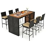 Tangkula 7-Piece Acacia Bar Set