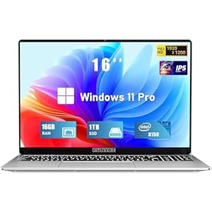 Computadora portátil, portátil para juegos de 16 pulgadas, PC 2025 de solapa, 16 GB de RAM 1 TB SSD, procesador Intel N150 de 13ª generación (hasta 3.6 GHz), teclado retroiluminado, FHD 1920 x