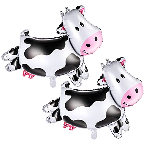 2 Pieces Cow Balloons, Cow Shape Mylar Foil Balloon Cow Birthday Decorations Cow Print Party Supplies Farm Animal Theme Party Decorations Supplies Animal Balloons Birthday Balloons