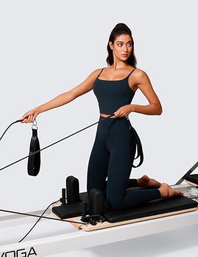 CRZ YOGA Butterlift Women's Scoop Neck Longline Sports Bra - U Back Adjustable Straps Workout Yoga Crop Top with Built in Bra True Navy 10 - Image 3
