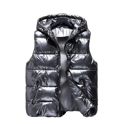 Chaleco de plumón de talla grande mujer chaqueta engrosada gris que elimina el frío