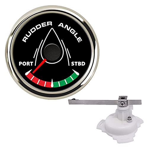 Indicador de ángulo de timón de 52mm y 0-190 ohm con sensor y luz de 8 colores para barco 24V