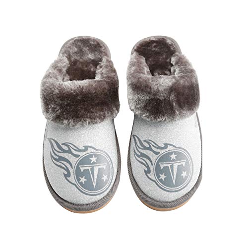 FOCO Tennessee Titans NFL Womens Glitter Open Back Faux Fur Moccasin - S (5-6) by FOCO - Used condition - Image 2
