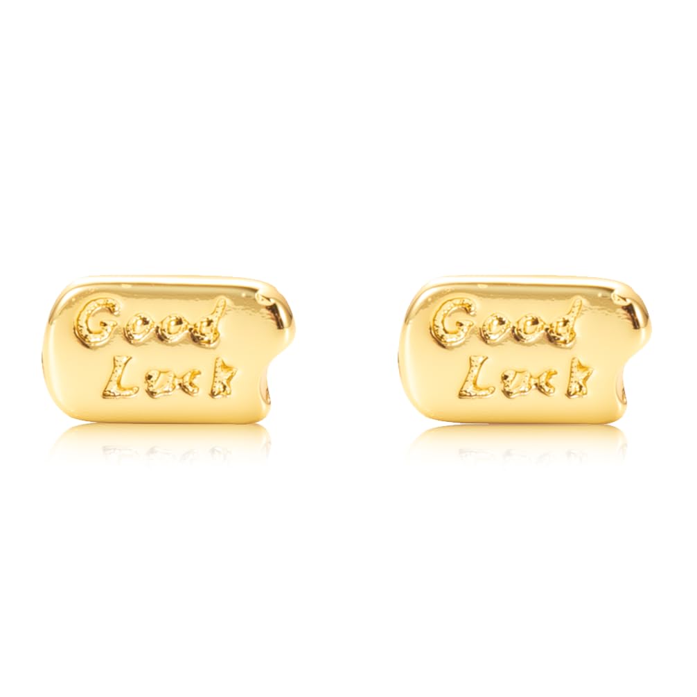 Orecchini a Bottone in Argento Sterling di buona Fortuna per Donne - Orecchini Geometrici Quadrati semplici placcati in Oro 14K, Piccoli Borchie minimalisti ipoallergenici