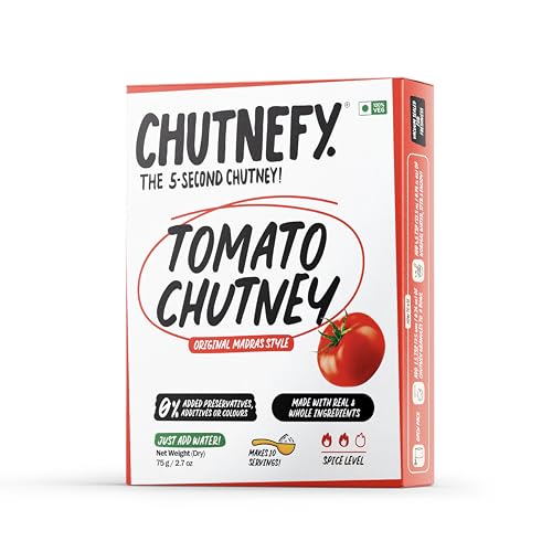 Image of Chutnefy Tomato Chutney | 75g Freeze-Dried Instant Dry Mix | Just Add Water to make 10 servings (300g) | 0% Preservatives or Additives