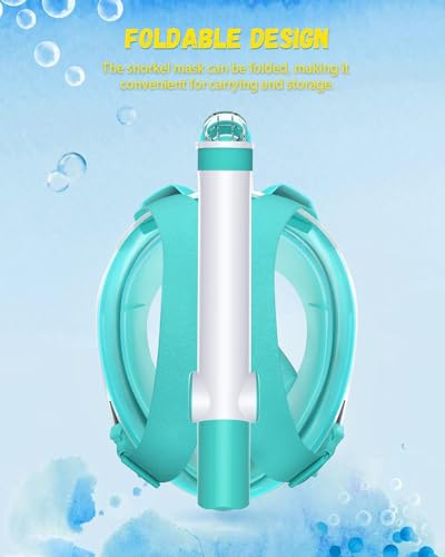 Image of Delavala Full Face Snorkeling Mask Diving Gear - Dry Top System,180 Degree Panoramic View Snorkeling Mask with Camera Mount,Safe Breathing,Anti-Leak Anti-Fog-Swim Fins (Green- Large /X-Large)