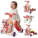 HYES Upgraded 5 in 1 Baby Walker and Activity Center for Baby Girl, Learning to Walk, Sit to Stand, Early Learning Push Toys for Infant 12 Months, Walking Toys Gift for Toddler Girls, Red