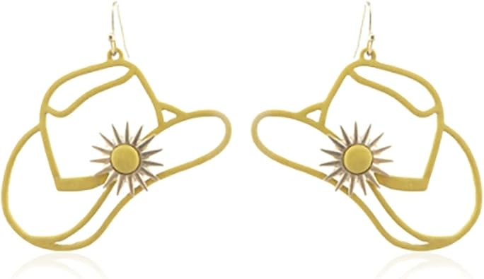 Filigree Metallic Geometric Embellished Cut-Out Drop Earrings - Moroccan Petal Lace, Lattice Polygon, Western Cowboy Dangles