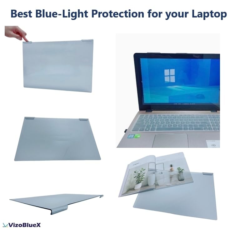 Image of VizoBlueX - 15.6 inch Diagonal Blue Light Blocking Screen Protector Filter. Panel LED PC Laptop Anti-UV Eye Protection Panel Cover - Widescreen Laptop Frame Hanging Type (W 14 inch X H 8.6 inch)
