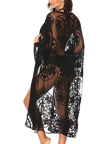 Bikini Cover Up Women Boho Beach Wears for Summer Holiday Vocation Black